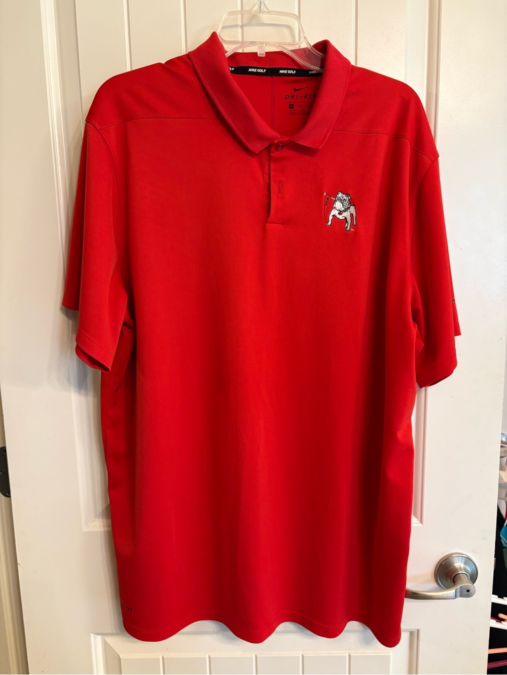 Nike Dri-FIT Red Men’s Polo Shirt with UGA Standing Bulldog Logo